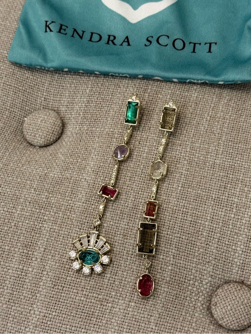 Kendra Scott • asymmetrical multistone drop earrings - Picture 1 of 8